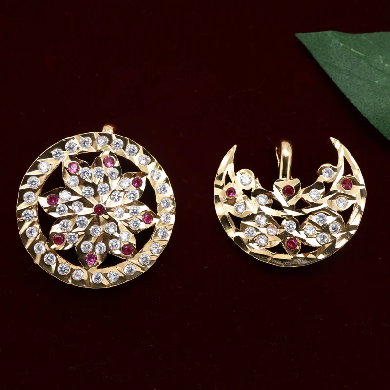 Vintage Diamond Look Impon Flower Chandran Suryan Jada Billas